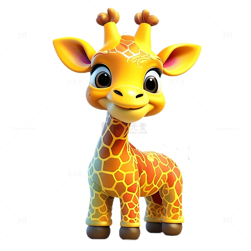 3D卡通可爱长颈鹿动物园