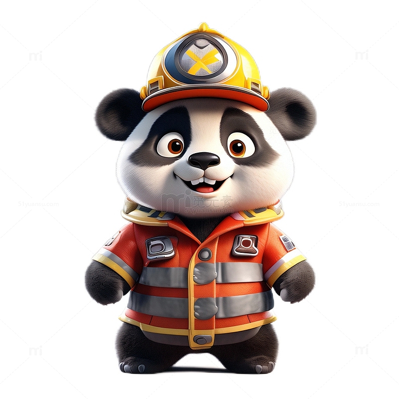 3D立体可爱熊猫消防员3