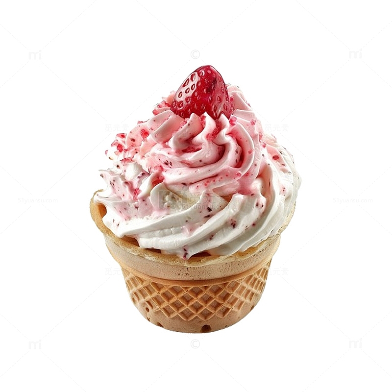 写实草莓味冰淇淋