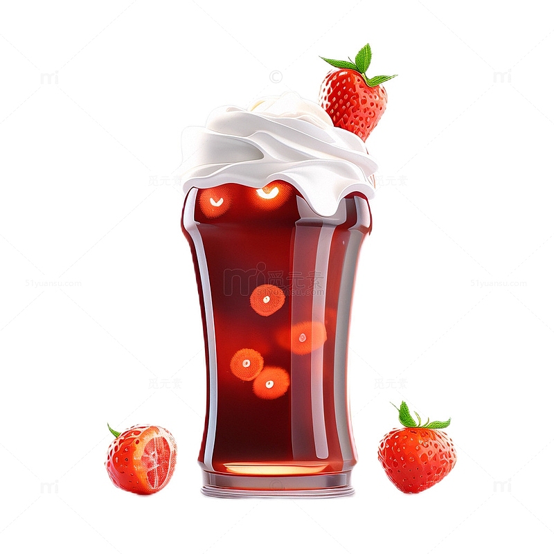 3D立体夏日可乐冰饮草莓
