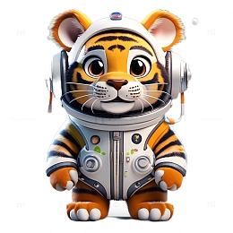 3D卡通可爱老虎宇航员