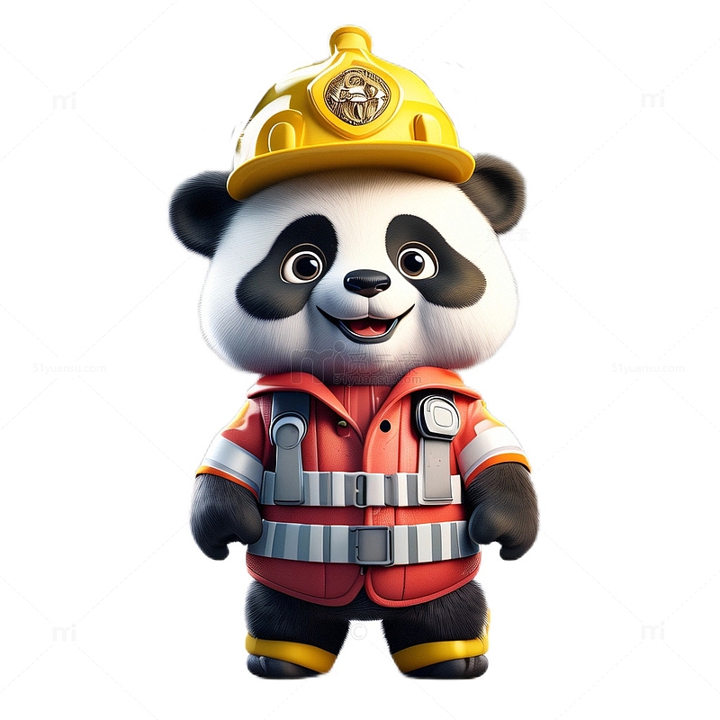 3D立体可爱熊猫消防员