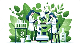 两位科学家做实验扁平插画风格