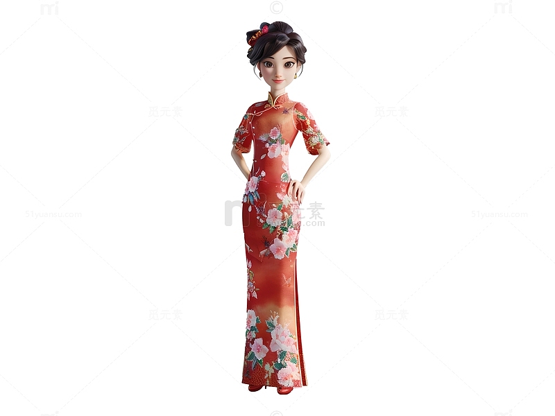 中国旗袍女性3d形象