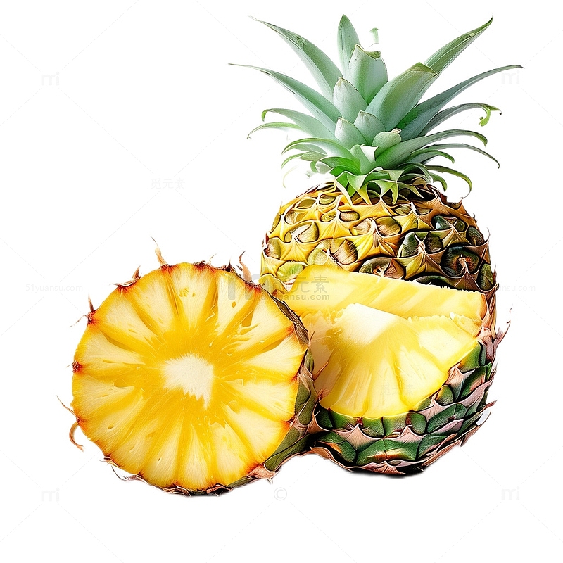 3D立体水果菠萝切开热带新鲜