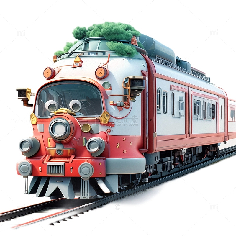 3D立体卡通可爱火车红色交通工具