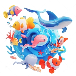 海洋鱼类海底场景