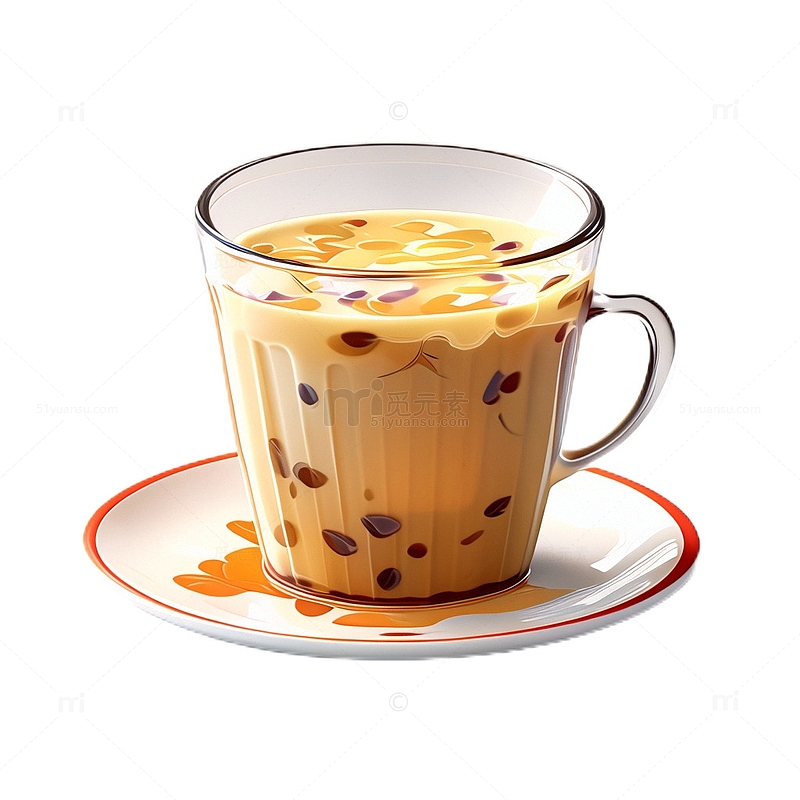 3D立体茶杯奶茶饮品西餐休闲