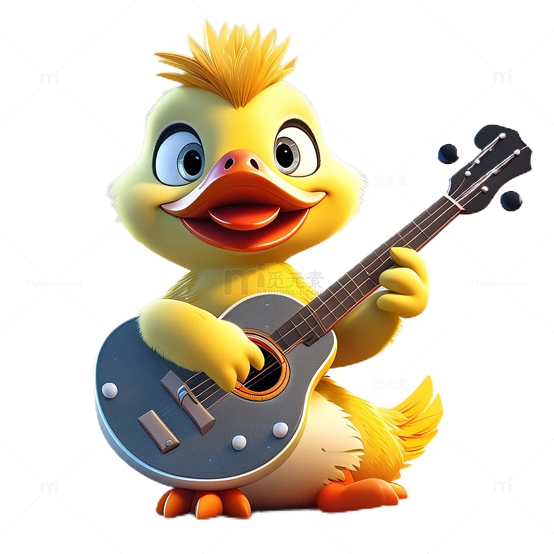 3D可爱小黄鸭卡通弹吉他