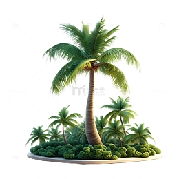 3D立体夏日椰子树植物热带