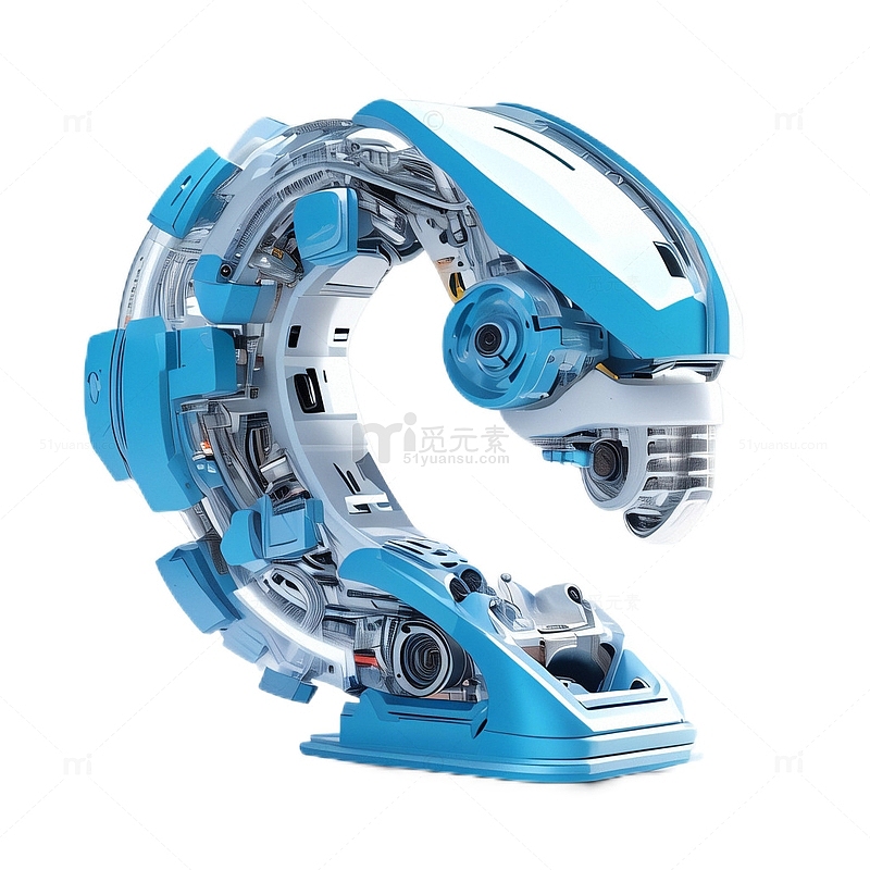 3D立体科技未来机械臂机器蓝色右侧
