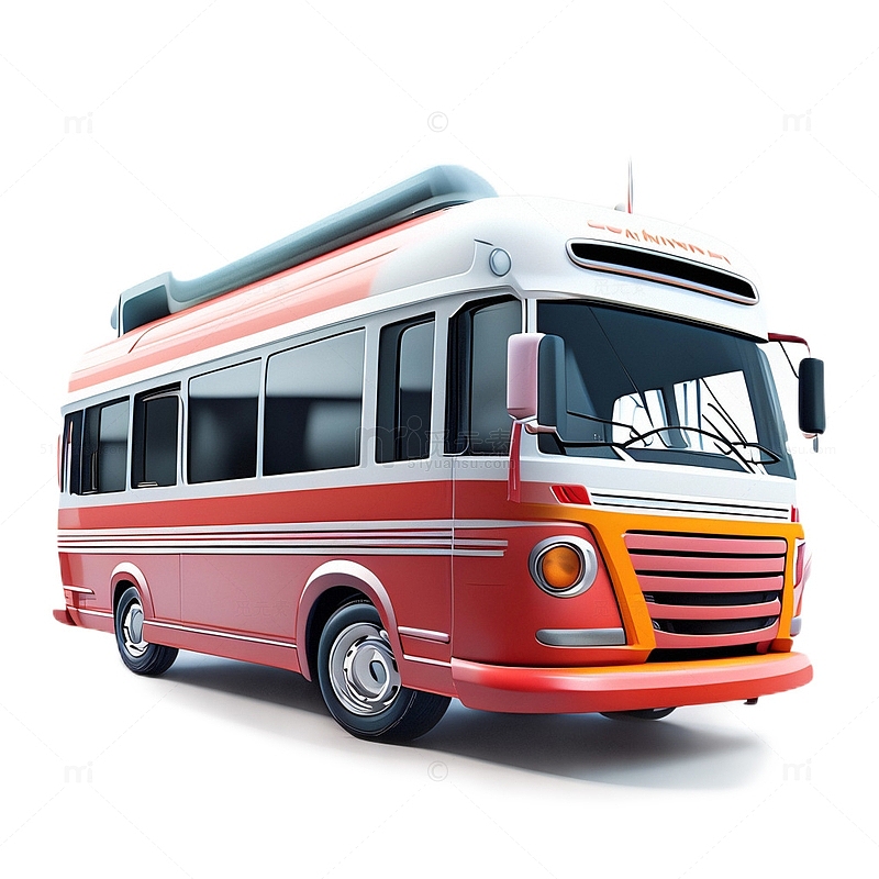 3D立体可爱大巴车公交车红色校车