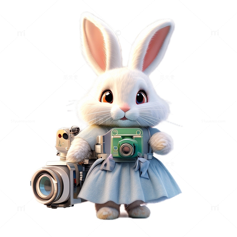 3D立体卡通可爱兔子摄像机郊游