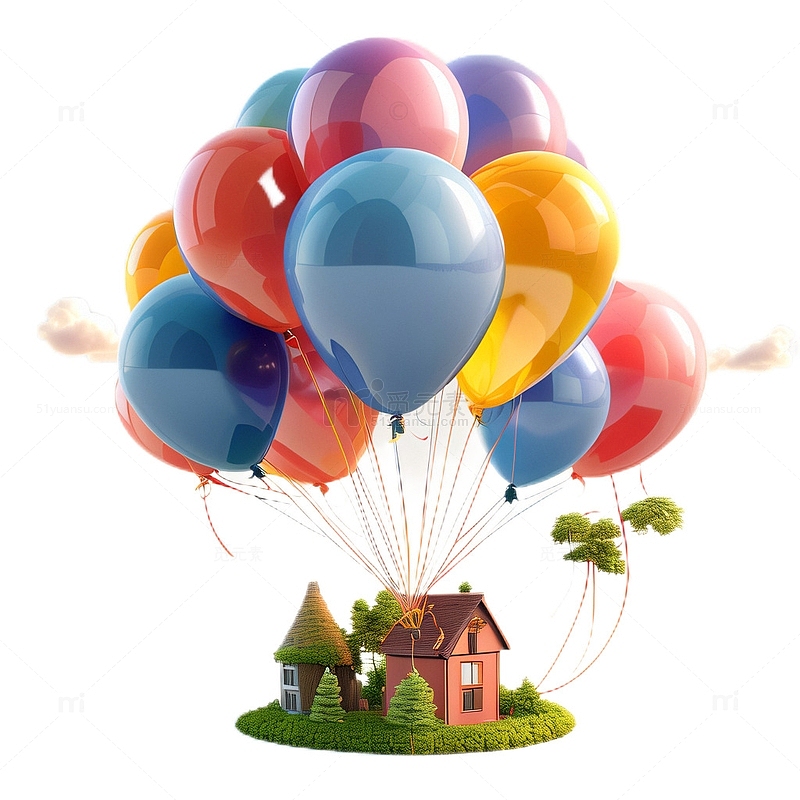 3D立体卡通气球童话房子