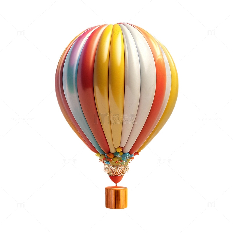 3D立体卡通气球热气球节日橙色