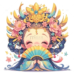 可爱古装美人插画元素