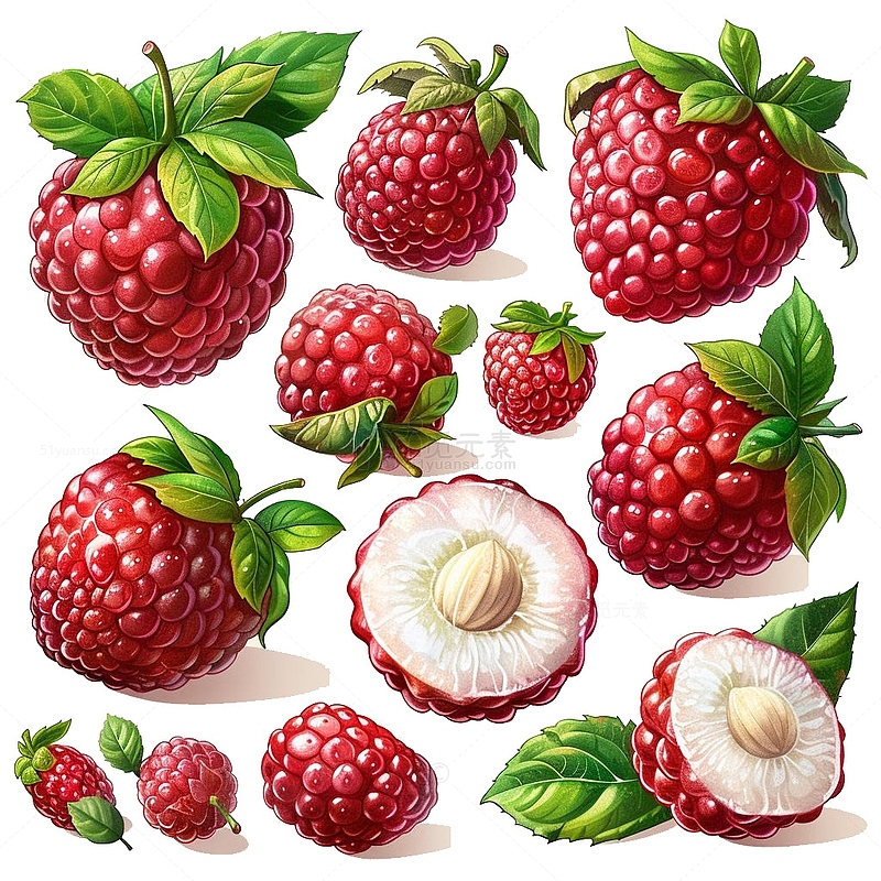 新鲜树莓水果元素