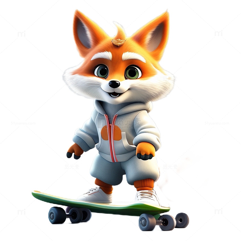 3D立体可爱卡通狐狸滑板