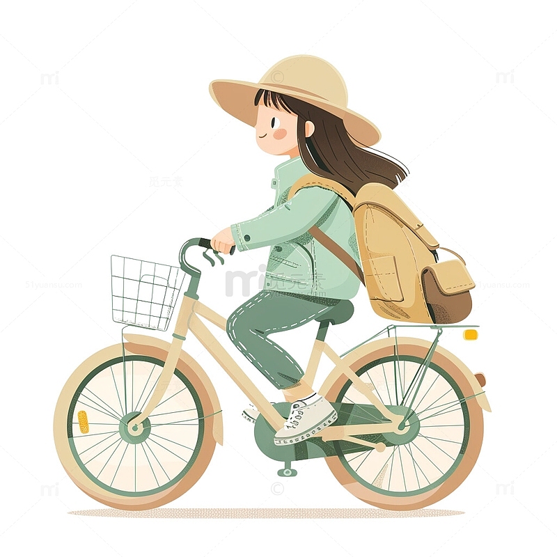 骑自行车运动户外踏青的女孩