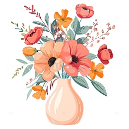 插画花瓶装饰