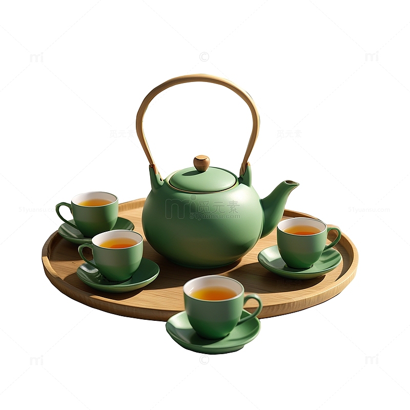 绿色陶瓷茶壶