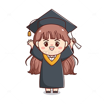 穿学士服毕业的女学生