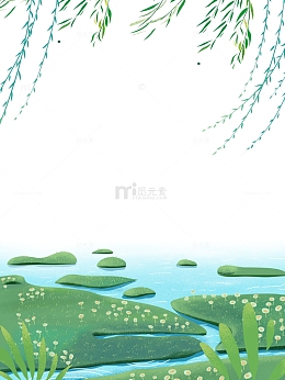 春天春雨春景手绘插画