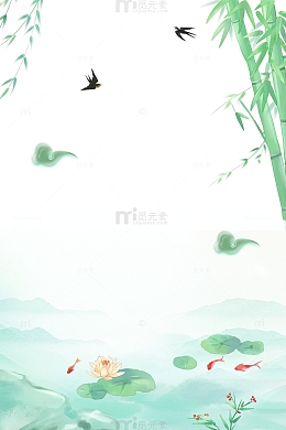 国风荷塘春景插画
