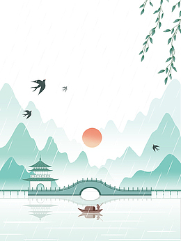 江南春天清明雨后春景