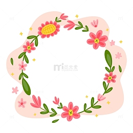 花环花草圆环边框