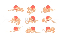 古风祥云云纹太阳国潮元素