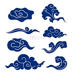 藏青色古典祥云