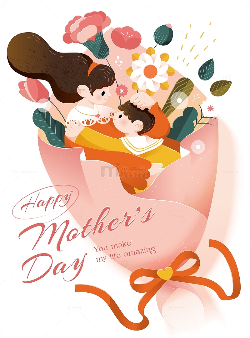 母亲节创意花束节日海报