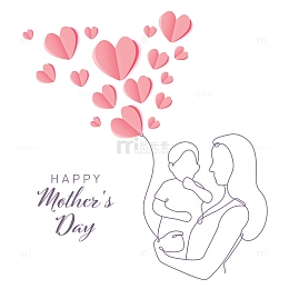 母亲节爱心创意人物轮廓元素