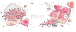粉色浪漫鲜花植物节日贺卡