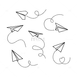 手绘涂鸦纸飞机图标符号旅行路线
