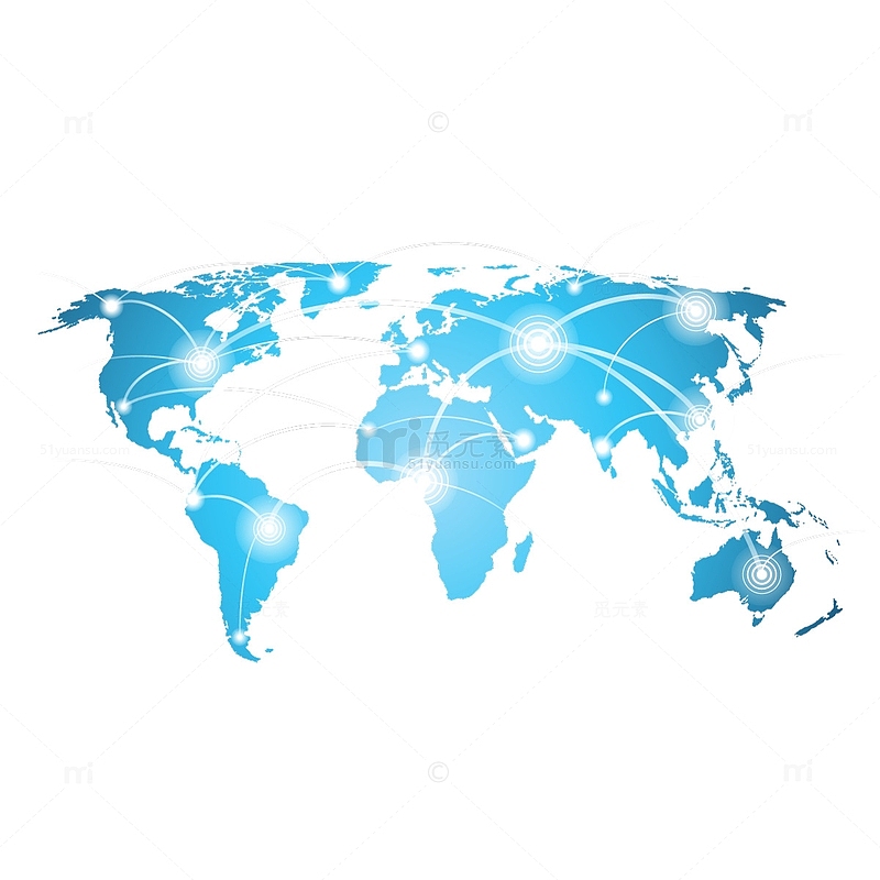 全球技术连接网络的世界地图