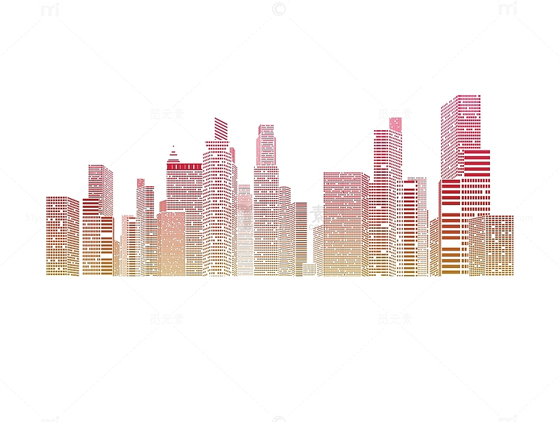 粉色渐变城市建筑元素