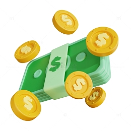 手绘纸币金币
