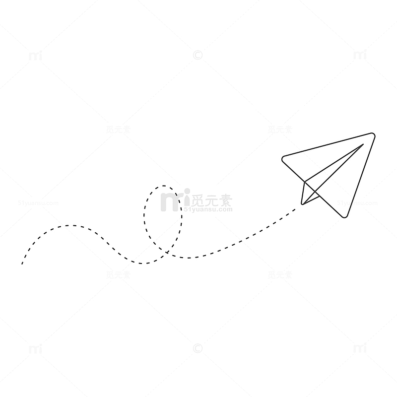 虚线连接的纸飞机