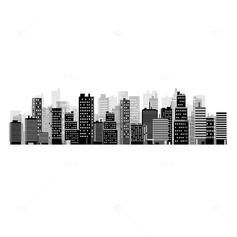 城市建筑黑白剪影