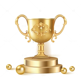 矢量金色第一名奖杯