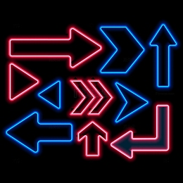 红蓝色霓虹灯风格的方向箭头