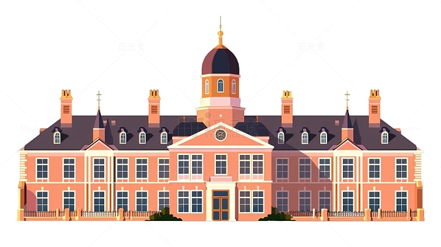 历史建筑公馆卡通插画