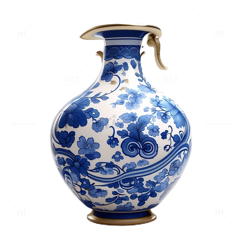 3D立体卡通中国风青花瓷瓷瓶