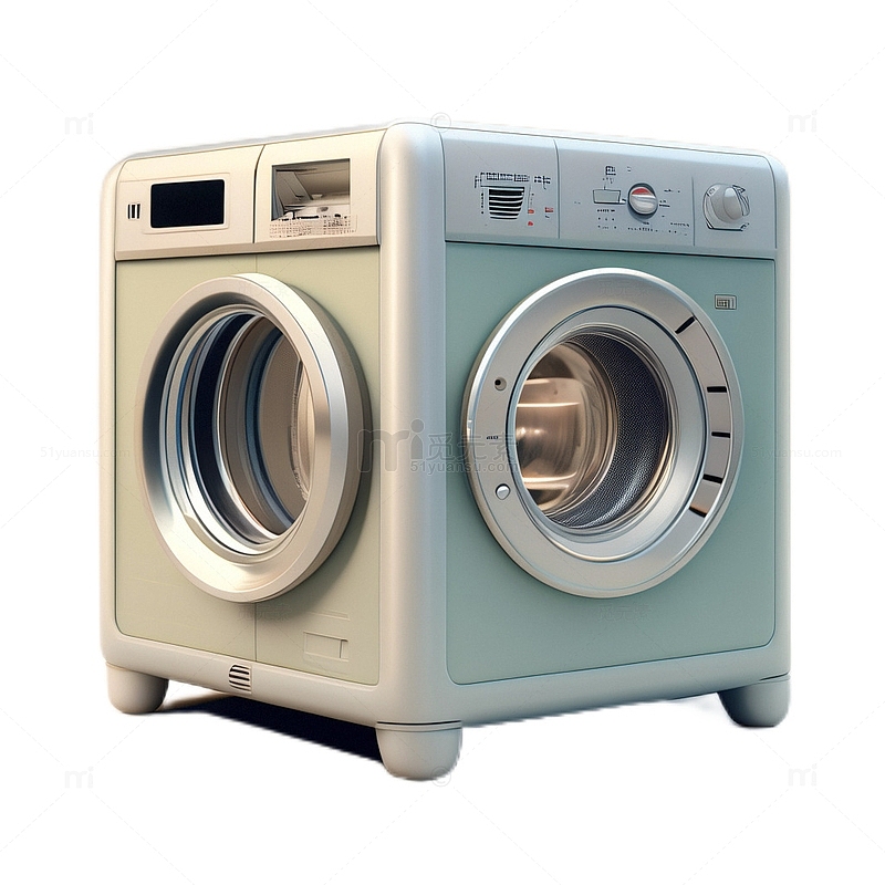 3D立体卡通洗衣机机器白色