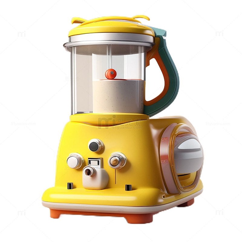 3D立体卡通榨汁机水果厨房黄色