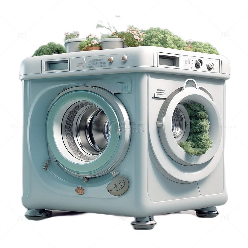 3D立体卡通洗衣机机器白色童话