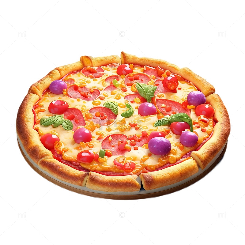 3D立体卡通披萨食物西餐可口