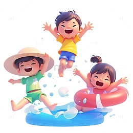 小孩游泳卡通户外